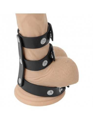 Darkness adjustable leather double penis and testicles ring - MySexyShop.eu