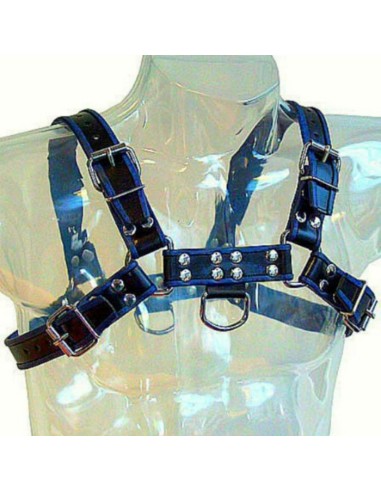 Leder körper brust bulldog harness schwarz / blau leder - MySexyShop.eu