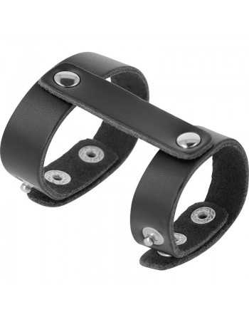 Darkness Adjustable Leather Penis And Testicles Ring -