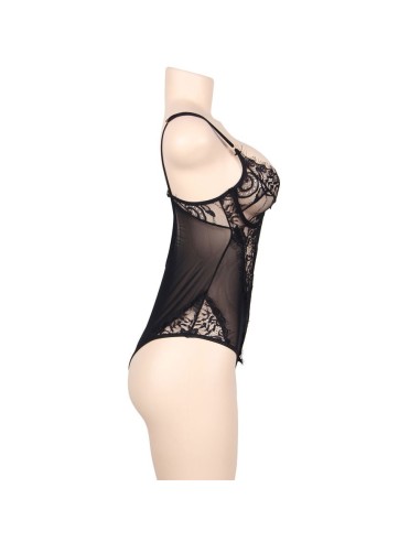 Subblime Queen Plus Dentelle Florale Et Teddy Noir À Franges -