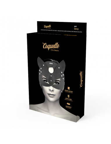Coquette vegan leather mask with cat ears - MySexyShop (ES)