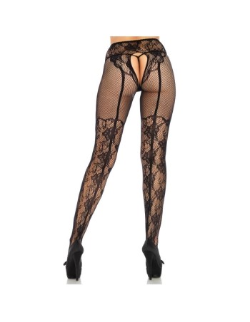 Leg Avenue Stocking Flowers Design Back Crothless | MySexyShop