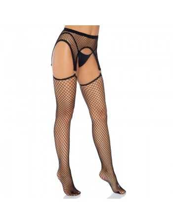 Leg Avenue Industrial Net Stockings with O-ring Garter Belt |