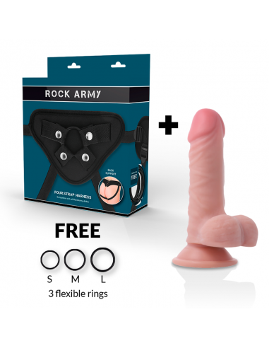 Rockarmy arnes + dual density panzer dildo realista 17cm - MySexyShop.eu