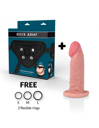 Rockarmy arnes + dual density tiger dildo realista 14cm - MySexyShop.eu