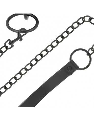 Darkness thin black full collar with leash - MySexyShop.eu