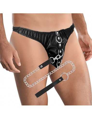 Darkness Black Underpants With Leash - MySexyShop