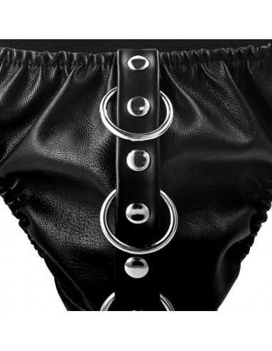 Darkness Black Underpants With Leash - MySexyShop