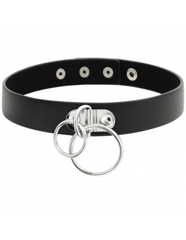 Coquette hand crafted choker vegan leather double ring - MySexyShop.eu