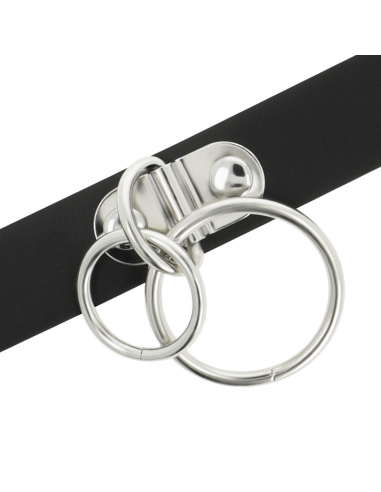 Coquette hand crafted choker vegan leather double ring - MySexyShop.eu