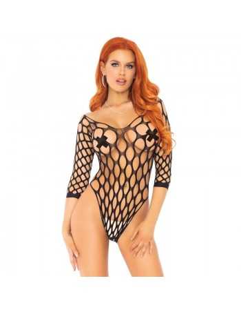 Leg Avenue Pothole Net Sleeve Boydsuit - MySexyShop.eu