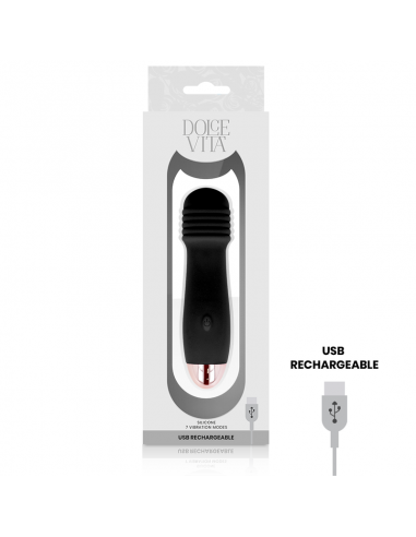 Dolce vita rechargeable vibrator three black 7 speed