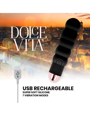 Dolce vita aufladbarer vibrator sechs schwarz 7 geschwindigkeiten - MySexyShop.eu