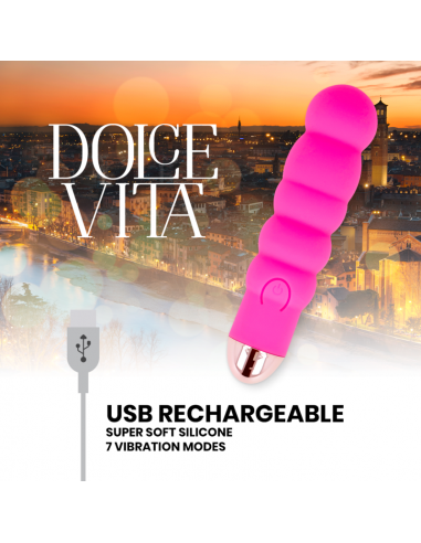Dolce vita aufladbarer vibrator sechs rosa 7 geschwindigkeiten - MySexyShop.eu