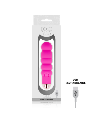 Dolce vita aufladbarer vibrator sechs rosa 7 geschwindigkeiten - MySexyShop.eu