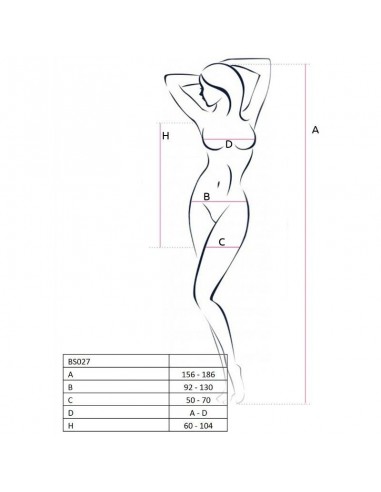 Passion Woman Bs027 Bodystocking Dress Style Noir Taille Unique