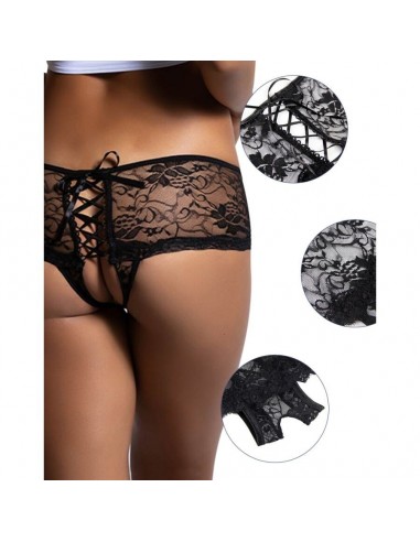 Queen lingerie open back floral lace panties s/m | MySexyShop