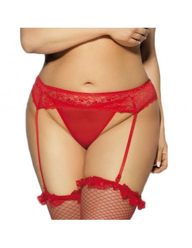 Queen Lingerie Tanga Y Liguero Motivos Florales S/M - MySexyShop