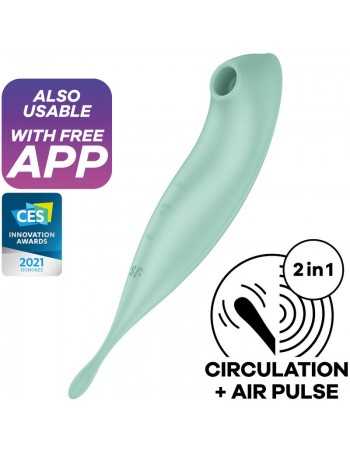 Satisfyer Twirling Pro+ Air Pulse Stimulator & Vibrator App Green - MySexyShop.eu