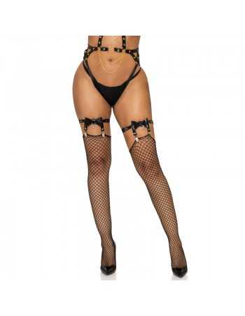 Leg Avenue Liguero Alto De Cuero Vegano Talla Única Negro - MySexyShop.eu