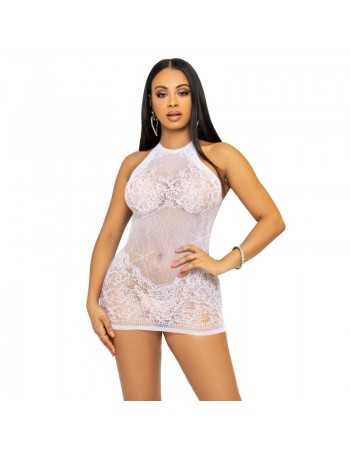 Leg Avenue Rhinestone Halter Mini Dress One Size White -