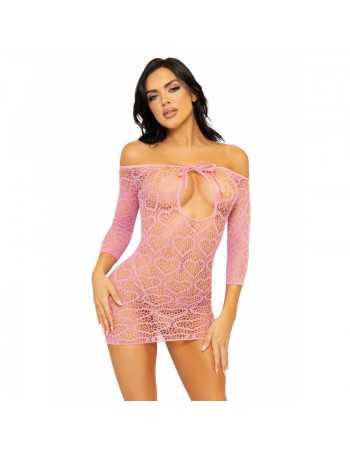 Leg Avenue Heart Net Mini Dress One Size Pink - MySexyShop