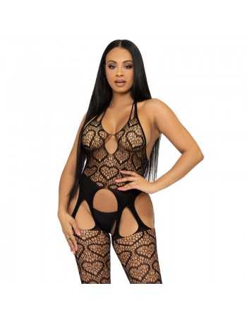 Leg Avenue Bodystocking De Red Con Tirantes Talla Única Negro -