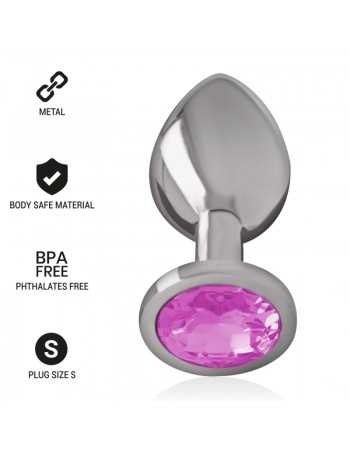 Intense Metal Aluminum Anal Plug With Pink Glass Size S