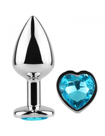 Secret Play Metal Butt Plug Blue Heart Small Size 7 Cm |