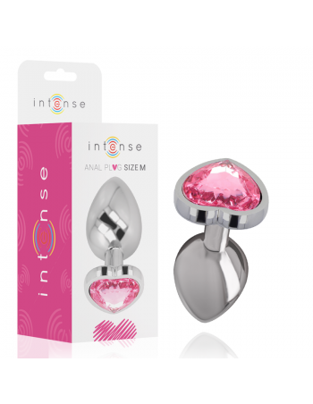 Intense Metal Aluminum Anal Plug Heart Pink Size M