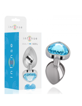Intense Metal Aluminum Anal Plug Heart Blue Size L | MySexyShop