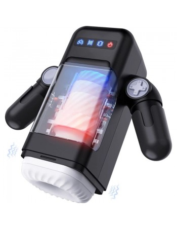 Game Cup Thrusting Vibration Masturbator With Heating Function And Mobile Support Black -