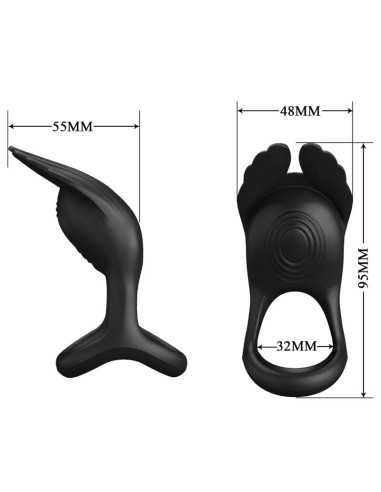 Pretty Love Silas Vibrant Penis Ring 7 Vibrations Black