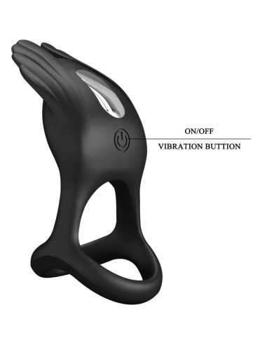 Pretty Love Silas Vibrant Penis Ring 7 Vibrations Black