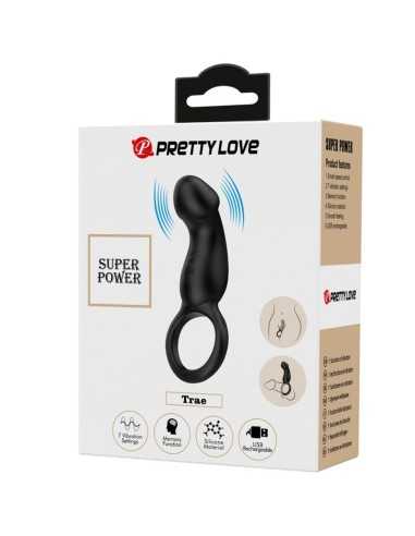 Pretty Love Trae Vibrating Black Ring With Stimulator |
