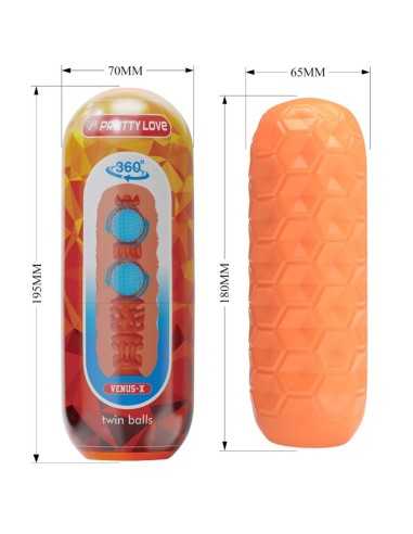 Pretty Love Twin Balls Male Masturbator Orange | MySexyShop