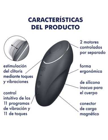 Satisfyer Tap & Climax 1 Vibrador Lay-On Negro - MySexyShop (ES)