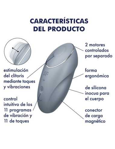 Satisfyer Tap & Climax 1 Vibrador Lay-On Gris - MySexyShop (ES)