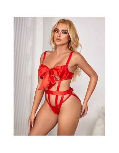 Subblime Sexy Openwork Body With Bow Red S/M