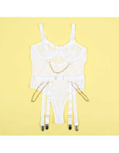 Subblime 954291 Body Con Cadenas + Ligueros Blanco L/Xl - MySexyShop (ES)