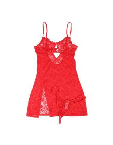 Subblime Babydoll En Dentelle À Bretelles Réglables Rouge S/M -