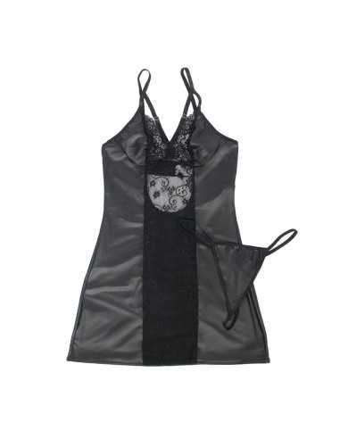 Subblime 954178 Kleid + Tanga Leder Schwarz L/Xl - MySexyShop.eu