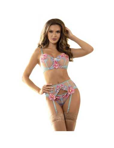 Subblime 954116 Sutiã + Calcinha Com Cinto-Liga Design Floral Azul L/Xl | MySexyShop (PT)