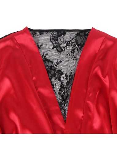 Subblime Lace Sheer Back Camisole + Thong Red/Black S/M