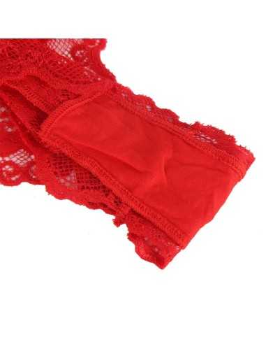 Subblime 953980 Sexy Body Mit Rüschen + Gürtel Rot L/Xl - MySexyShop.eu