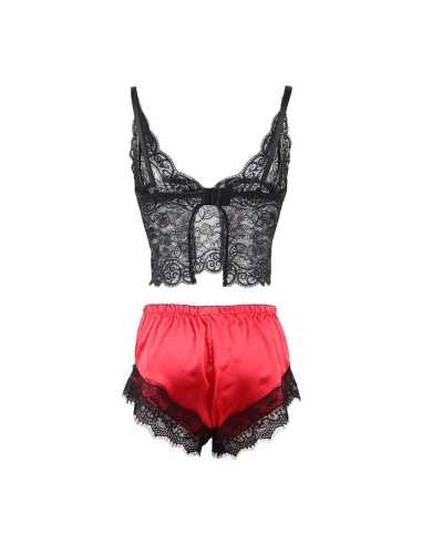 Subblime 953966 Camisola De Seda Casual + Calça De Renda Preta/Vermelha L/Xl | MySexyShop (PT)