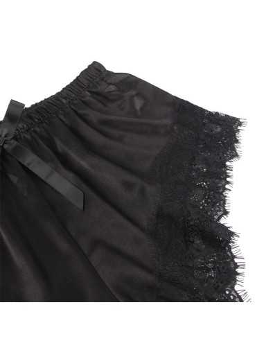 Subblime 953935 Lässige Seidennachthemd + Spitzenhose Schwarz S/M - MySexyShop.eu
