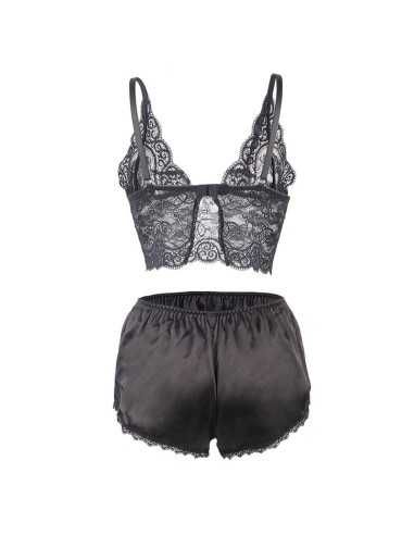 Subblime 953928 Camisola De Seda E Renda + Calcinha Preta L/Xl | MySexyShop (PT)