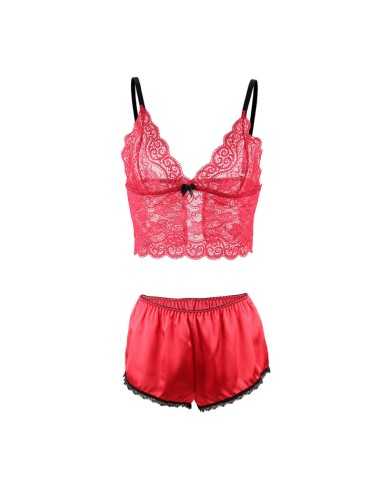 Subblime 953898 Nachthemd + Höschen Aus Seide Und Spitze Rot S/M - MySexyShop.eu