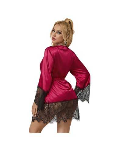 Subblime Elegante Pigiama In Pizzo + Perizoma Rosso S/M